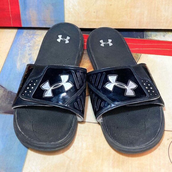 MEN'S UNDER ARMOUR SLIPPERS 4D FOAM SANDALS MENS SIZE 13 ADJUSTABLE VELCRO SLIP - Picture 1 of 5